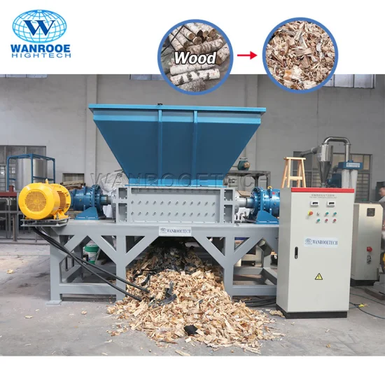 Double Shaft Waste Cardboard Paper Tire Rubber Metal Scrap Wood Lump Barrels Drums Pipe and Plastic Shredder for Recycling Machine